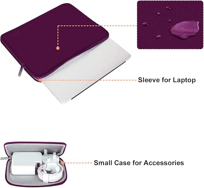 MOSISO Laptop Case 16 inch, 15-15.6 inch Laptop Sleeve Bag Compatible with MacBook Pro 16 M5 M4 M3 M2 M1, HP Acer Dell Lenovo ASUS Notebook, Neoprene Computer Sleeve Bag with Small Case,Magenta Purple