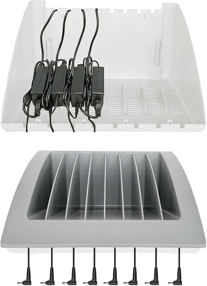 6-Pack | 8-Device Laptop & Tablet Charging Station for Multiple Laptops - Chromebook Organizer for Classroom & Office - Fits up to 15.6'' Screensize and 1.375'' Thick