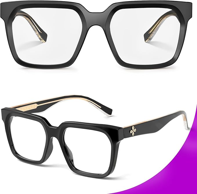 VISOONE Rectangle TR90 Blue Light Blocking Glasses Computer Eyewear with Preppy Look for Women and Men Cougar