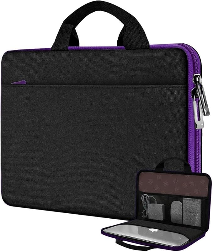 Hseok Laptop Case 13.3-14 inch Sleeve, TSA Computer Handbag Water-Resistant and Shockproof Bag Compatible with MacBook Pro/Neo 14", Mac Air/Pro 13.3" and 13"-14" Notebooks Chromebooks,Black-Purple