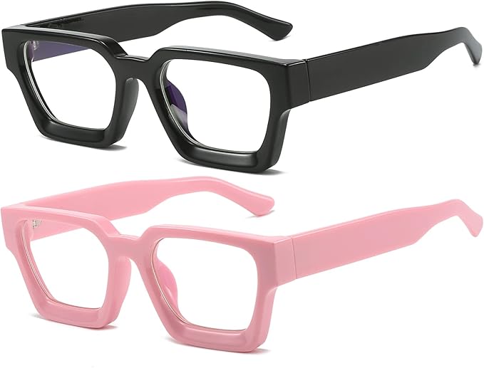 AIEYEZO Square Thick Frame Glasses for Women Men Fashion Blue Light Glasses Trendy Chic Computer Eyeglasses