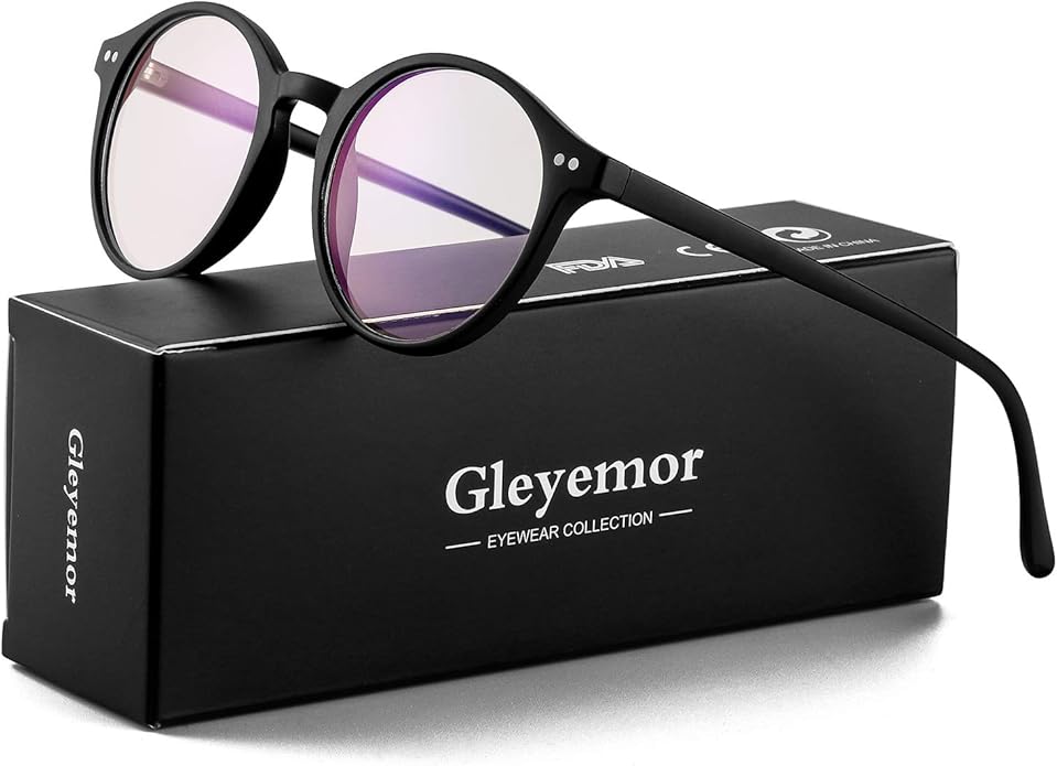 Gleyemor Blue Light Glasses for Men Women, Vintage Round Frame Computer Eyeglasses