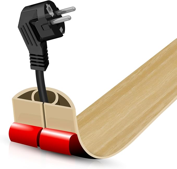 Floor Cord Cover Self Adhesive Cord Hider,3.3FT Cable Management, Extension Strip Protector for Wires, Prevent Cable Trips for Offices, Gyms, Exhibitions Cavity:0.39"(W) x0.27(H) WoodLightyellow by DBHXXMB-HH