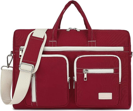 15-15.6 inch Laptop Shoulder Bag, for MacBook Pro 16, Hp Lenovo Dell 14 inch Waterproof Messenger Bag Case Sleeve (Wine red)