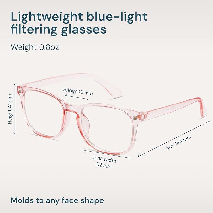 Gaoye Transparent Pink Blue Light Glasses for Computer & Gaming - Anti UV Ray Lenses, Scratch-Resistant & Comfort Fit