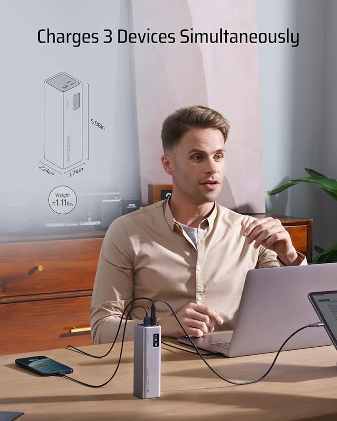 CUKTECH 65W USB C Charger+65W 20000mAh Power Bank Combo, One-Port Compact and Foldable Fast Charger Block, Fast Charging Battery Pack for iPhone 16/15, Samsung Galaxy, Google Pixel, and More
