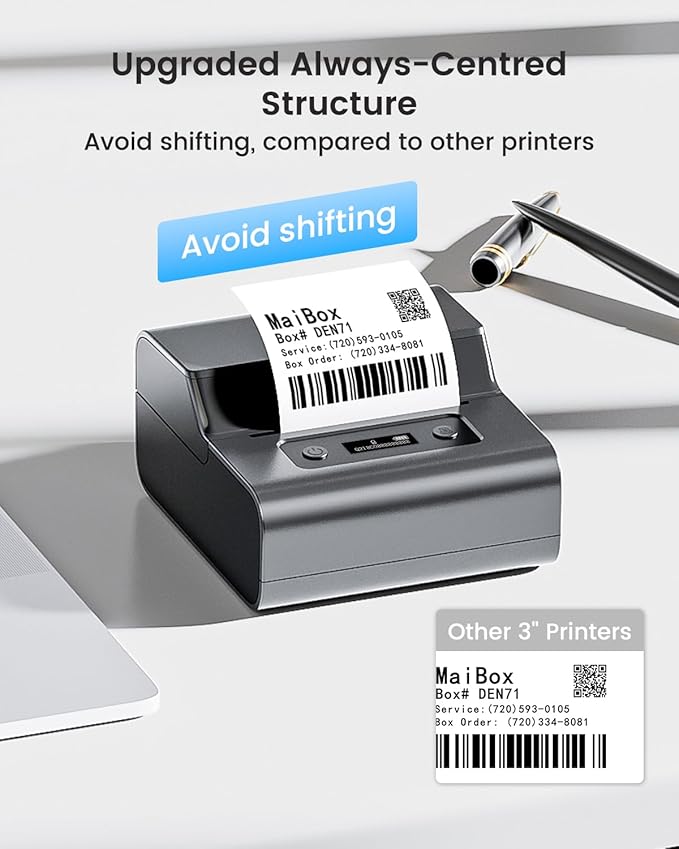Phomemo M221 Label Maker, New Upgraded 3 Inch Bluetooth Thermal, Easier & More Stable, for Product, Address, Barcode, Small Business, Portable Label Maker DIY on Phone/PC, Space Gray,+100 Labels