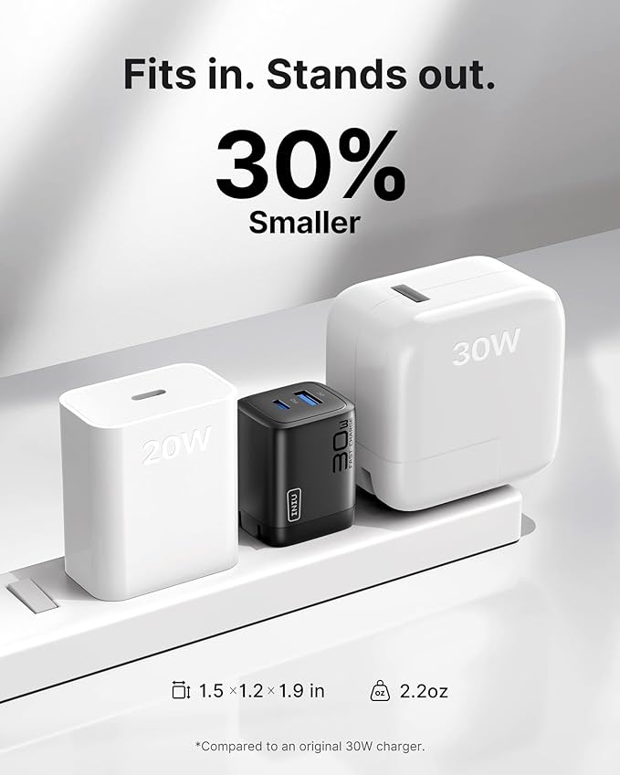 INIU for iPhone 17 Charger, 30W 2-Port Type C Charger Fast Charging, Foldable USB C Charger Block with USBC Cable for iPhone 17 16 15 Pro Max, MacBook Air 13 M4 iPad 13 11, Samsung S25 S24, Goodle etc