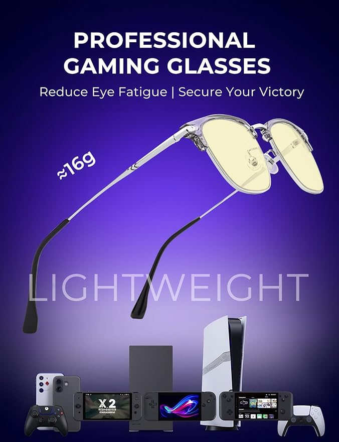 ZanyLen Blue Blocker Glasses for Men Metal Browline Computer Gaming Glasses Filter Blue Ray