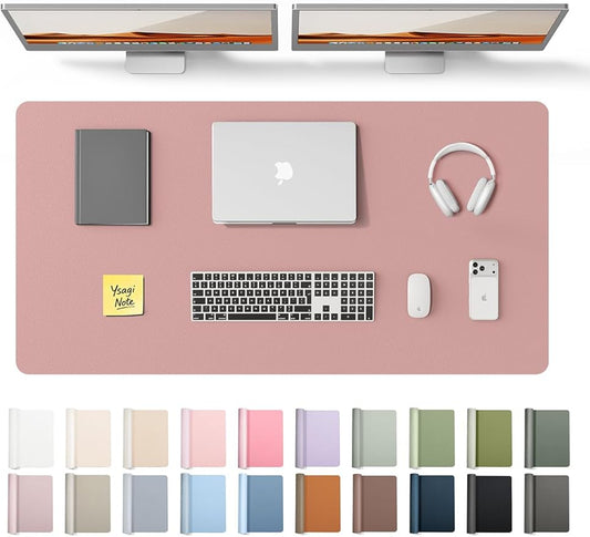 YSAGi Leather Desk Protector, Office Mat, Large Mouse Mat, Non-Slip PU Leather Blotter, Laptop Pad, Waterproof Writing Pad for Office and Home (Pale Mauve, 47.2" x 23.6")
