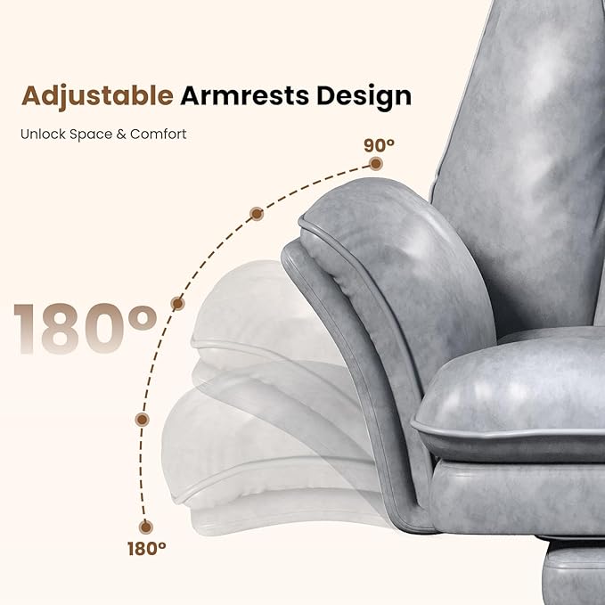 Big and Tall Office Chair, Flip Armrests for Pets & Cross Legged Sitting, Executive Ergonomic Computer Gaming Chair with Foot Rest, Crystal Velvet Wide Seat Reclining Desk Chair