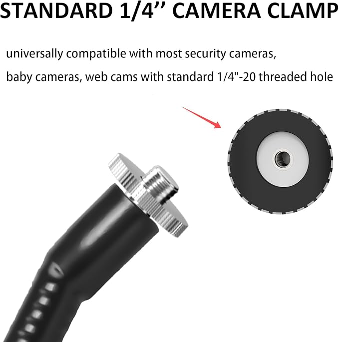 Clamp Mount for Arlo Pro 5S/Pro 4/Pro 3/Pro 2/Essential/eufy/AOSU/Reolink Camera and More 1/4'' Screw Camera (Black, 1 Pack) - Image 5