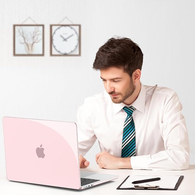 B BELK Compatible with MacBook Air 13 inch Case M5 2026 2025 2024-2022 M4 M3 M2 A3449 A3240 A3113 A2681, Plastic Hard Shell+Keyboard Cover+Screen Protector for MacBook Air 13.6 inch Case, Rose Pink