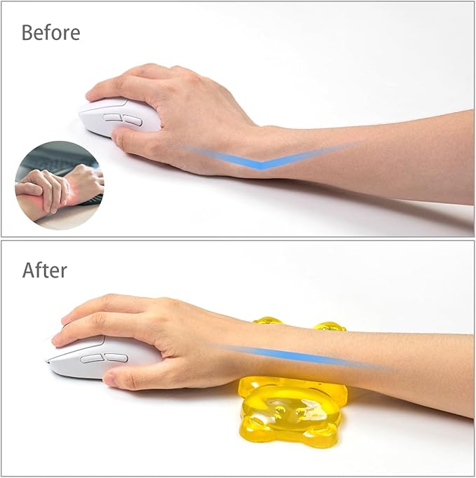 Ergonomic Silicone Gel Mouse Wrist Rest –Yellow Clear Cute Bear Mouse Wrist Rest, Comfort & Support for Typing and Gaming