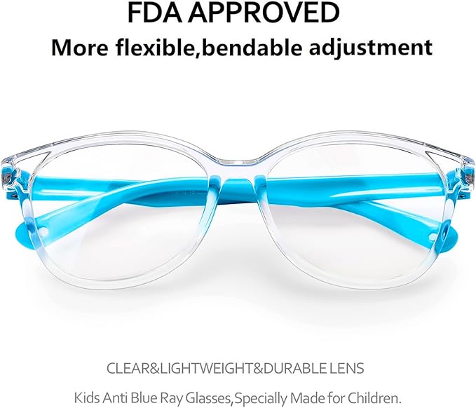 Blue Light Glasses for Kids Girls Boys with Cute Car Case, UV400 Protection, Anti Blue Ray Age3-12
