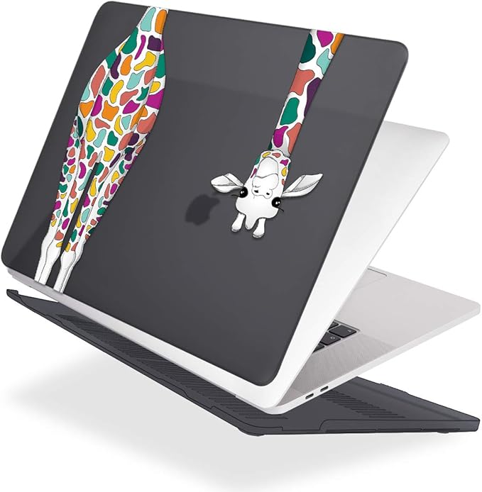 Mektron 2020 2019 2018 for MacBook Air 13 inch Case M1 A2337 A2179 A1932 w/Retina Display & Touch ID, Matte Black Colorful Giraffe Soft Touch Plastic Laptop Cover Keyboard Skin Screen Protector