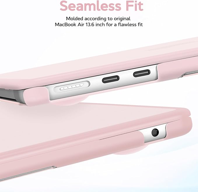 B BELK Compatible with MacBook Air 13 inch Case M5 2026 2025 2024 2023 2022 M4 M3 M2 A3449 A3240 A3113 A2681, [Anti-Cracking] Soft TPU Bumper+Keyboard Cover for MacBook Air 13.6 inch Case, Baby Pink