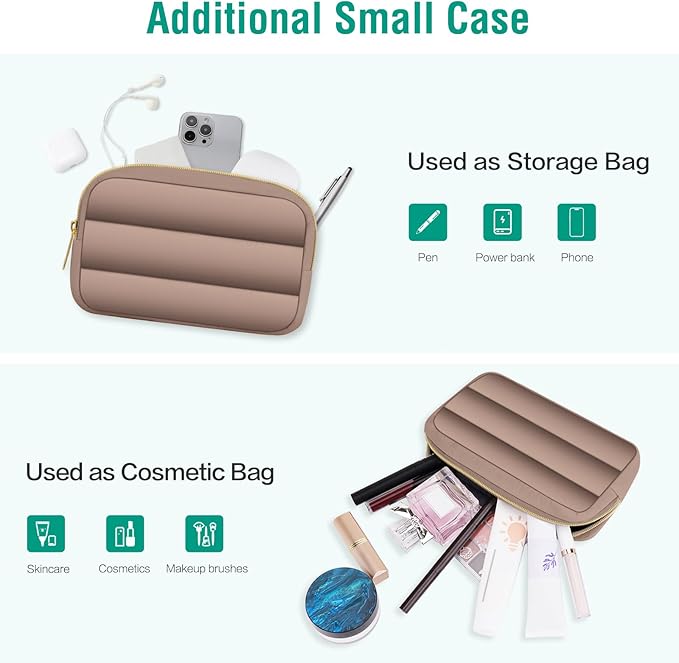 MOSISO Laptop Case 13.3 inch,13-13.3 inch Puffy Laptop Sleeve Compatible with MacBook Air 13.6 M5 M4 M3 M2 M1/Neo/Pro 13/14,HP Dell ASUS Lenovo,Polyester Horizontal Bag with Small Case, Brown | 13.3 inch, Polyester, Horizontal Bag, with Small Case, Brown