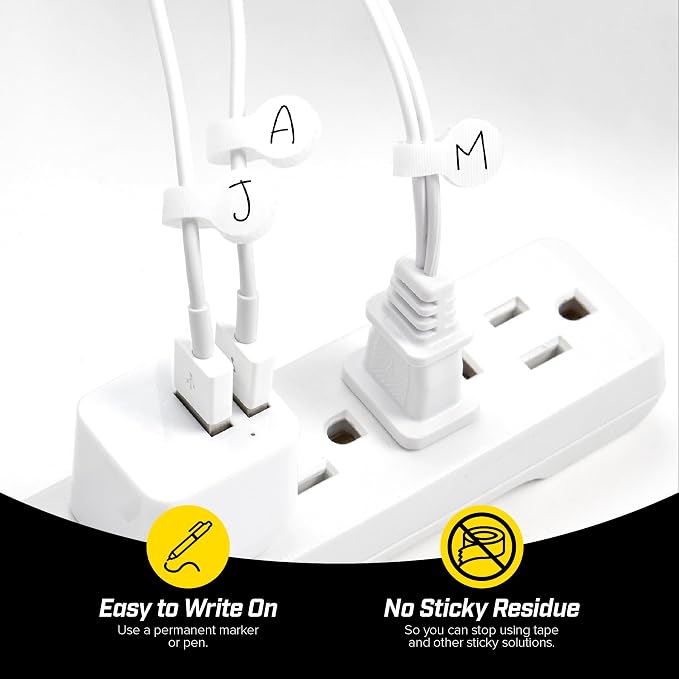 Wrap-It Storage Cable Labels, Mini, White (60 Pack) - Cord and Wire Tags for Cable Management and Organizer for Electronics, Computers and More - Image 2