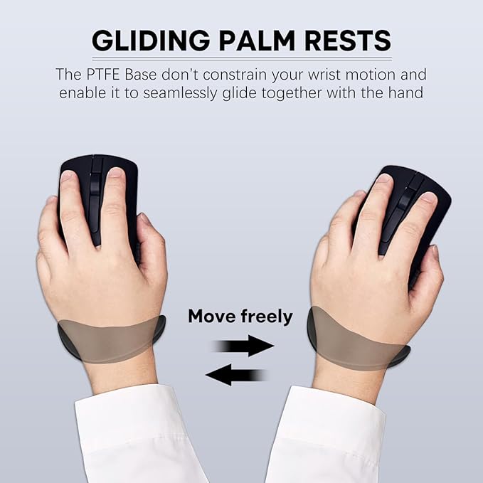 JIKIOU Left-Handed Truly Ergonomic Wrist Rest for Mouse 2 Pack, Carpal Tunnel Support, Pain Relief, Anti-Fatigue, Easy Glide, Office Computer Laptop Gaming