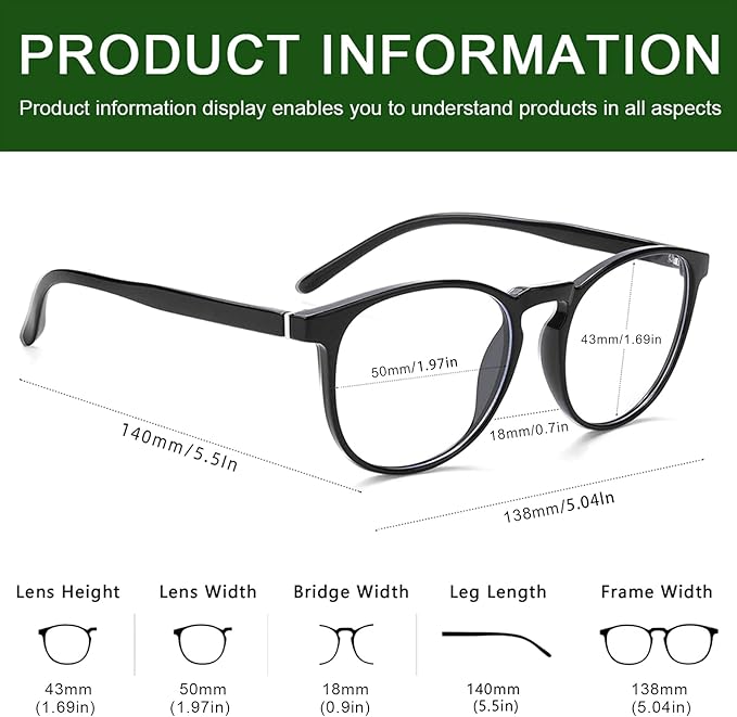 Przene 3 Pack Blue Light Blocking Glasses Women/Men,Retro Round Computer Glasses Anti Eye Strain/UV/Glare, Gaming Glasses. (Black/Crystal/Amber)