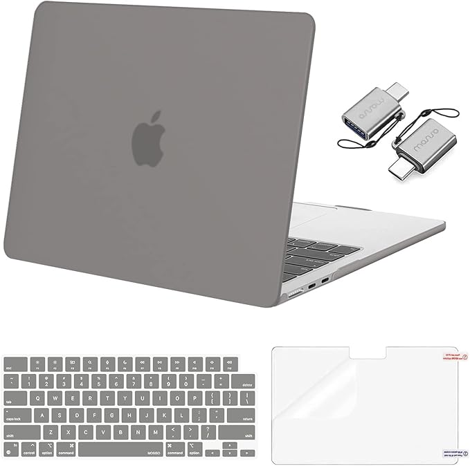 MOSISO Compatible with MacBook Air 13 inch Case M5 2026 M4 2025 M3 M2 2024-2022 A3449 A3240 A3113 A2681, Hard Shell&Keyboard Cover&Screen Film&Type C for MacBook Air 13.6 inch Case, Gray