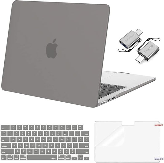 MOSISO Compatible with MacBook Air 13 inch Case M5 2026 M4 2025 M3 M2 2024-2022 A3449 A3240 A3113 A2681, Hard Shell&Keyboard Cover&Screen Film&Type C for MacBook Air 13.6 inch Case, Gray