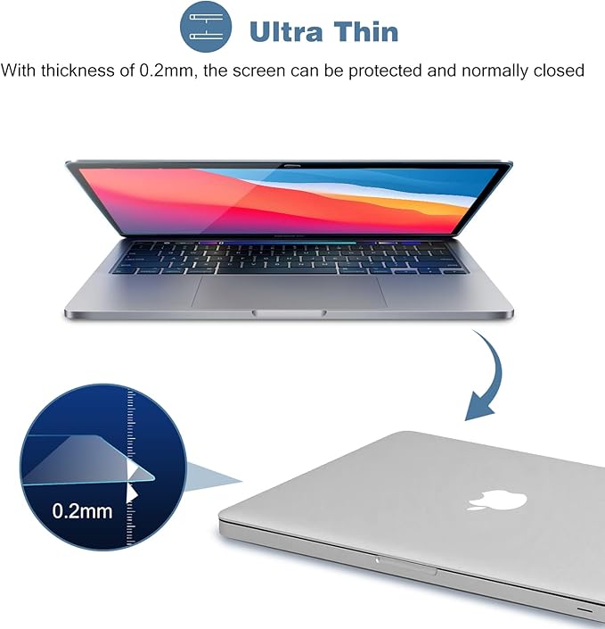 ProCase 2 Pack Tempered Glass Screen Protector for 13 Inch MacBook Air M1 Chip/MacBook Pro 13 M1 M2 Chip, 9H Screen Film Guard for Mac Air 13 (2020-2018)/ Mac Pro 13 (2022-2016)