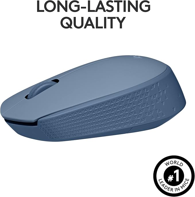 Logitech M170 Wireless Mouse for PC, Mac, Laptop, 2.4 GHz with USB Mini Receiver, Optical Tracking, 12-Months Battery Life, Ambidextrous - Blue Grey