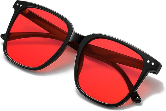 Blue Light Blocking Glasses for Gaming & Computer, Anti Eyestrain Red Tinted Lens Blue Blockers for Men & Women, Lightweight TR90 Large Frame Sleep Glasses to Relieve Fatigue & Dry Eyes