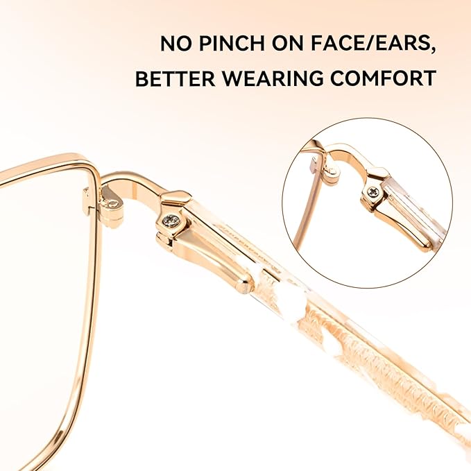 Dollger Blue Light Blocking Glasses for Women Trendy Oversized Computer Eyeglasses Cat Eye Metal Frame bluelight glasses Gold