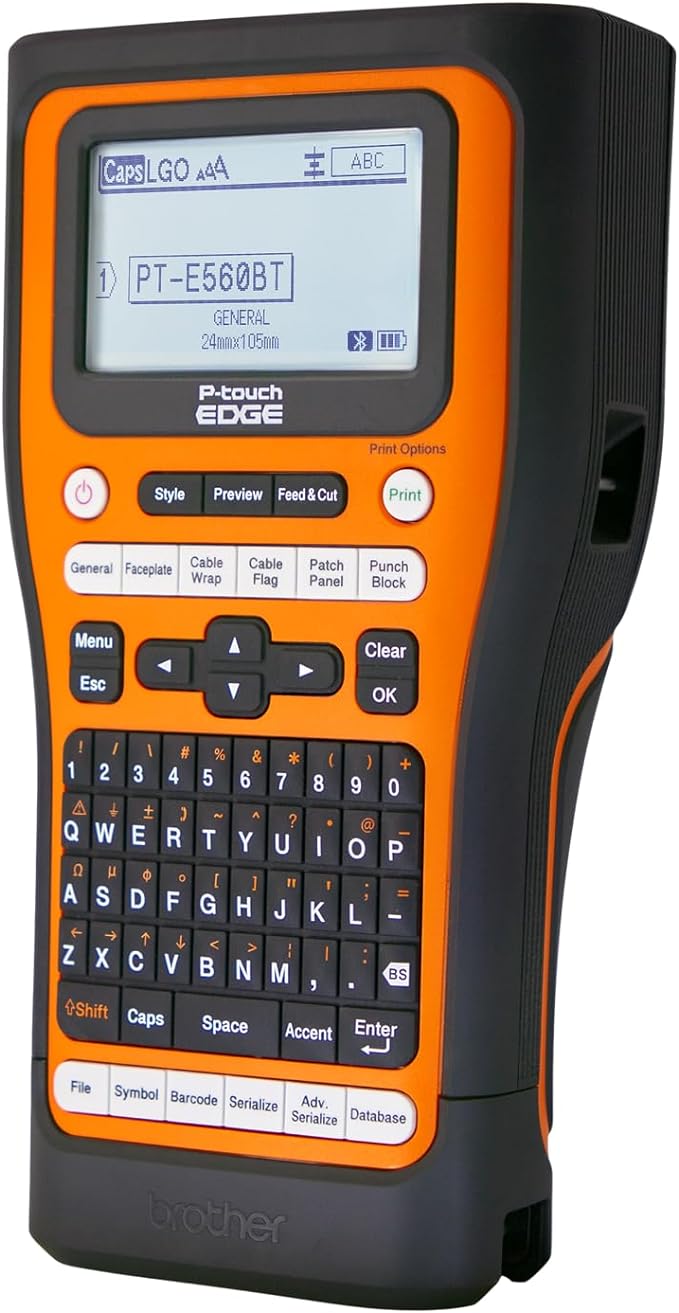 Brother PT-E560BTVP P-Touch Edge Handheld Industrial Label Printer with Bluetooth and Dual auto-Cutter (up to 24mm Labels)