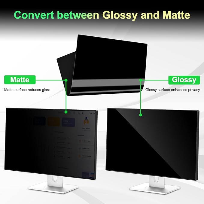 2 Pack Magnetic Computer 27 Inch Privacy Screen for 16:9 Aspect Ratio Widescreen Monitor, Anti Glare Blue Light Protector Shield Filter for Eyes, Removable Computer Monitor Privacy Screen 27 inch