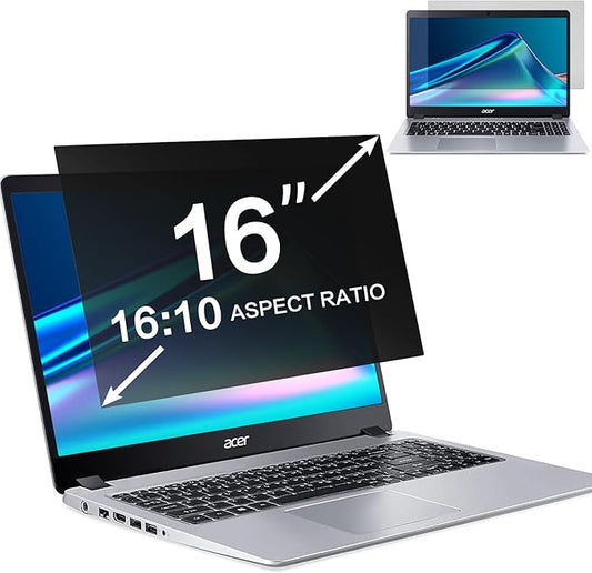 ZOEGAA 16 Inch Laptop Privacy Screen Filter for 16:10 Widescreen Display 13.54"x8.45" - Laptop Screen Privacy Shield and Anti Blue Light Anti Glare Screen Protector