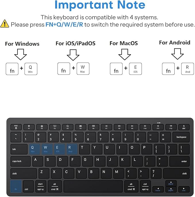 OMOTON 2.4G Wireless Keyboard, Ultra-Slim Compact Mini Keyboard with Type-C & USB-A Receiver, Compatible with Desktop Laptop Tablet PC Smart TV and Windows 11/10/8/7 - Black