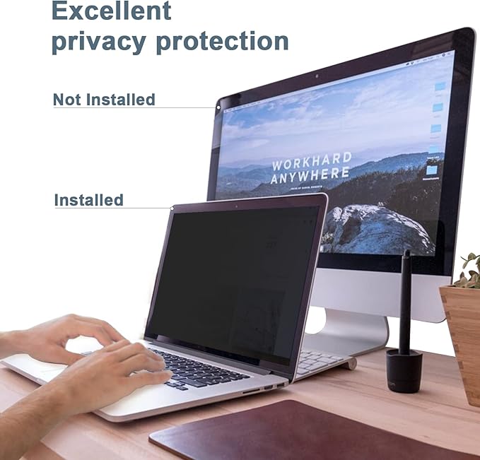 IPROKKO Laptop Privacy Screen 15.6 Inch 16:9 Aspect, Compatible with HP, Dell, Acer, Asus, Samsung, Lenovo More, Removable Privacy Filter, Anti Glare Blue Light Laptop 15 in Black Spy Security Shield