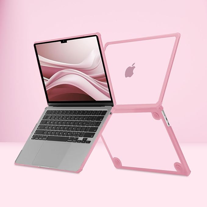 MOSISO Compatible with MacBook Air 13 inch Case M5 2026 M4 2025 M3 M2 2024-2022 A3449 A3240 A3113 A2681,3 in 1 Kit Crack-Resistant Heavy Duty Protective Plastic Hard Case with TPU Bumper, Chalk Pink