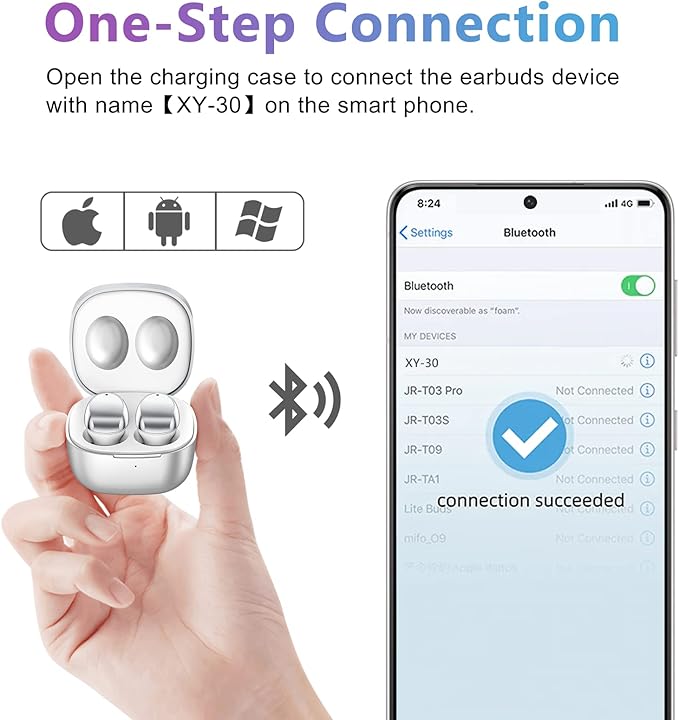 ELOVEN Wireless Earbuds Deep Bass Stereo Sound Bluetooth Earbuds 120H True Wireless Headphones with Ear Caps (S/M/L) for Samsung S26/S25/S24/S23/S22 Ultra Z Flip 5/4/3/Fold 5/4 iPhone 16/15/14 Silver