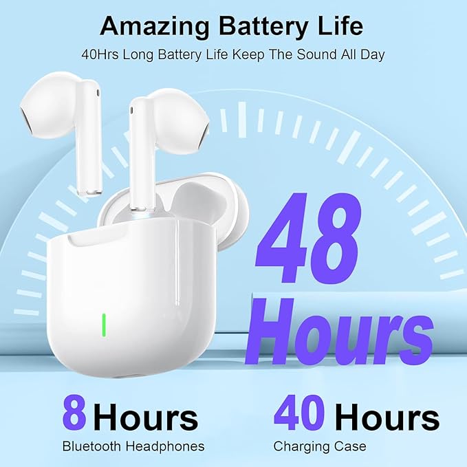 Wireless Earbuds, Bluetooth 5.4 Headphones In Ear with 4 ENC Noise Cancelling Mic, 48H HiFi Stereo Deep Bass Wireless Earphones, IPX8 Waterproof Fast Charge Mini Ear Buds Bluetooth Earbuds for iPhone