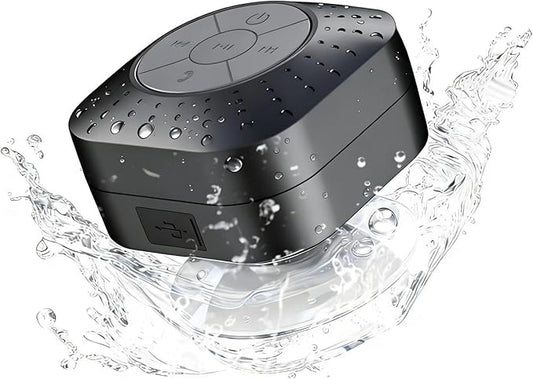 Densleonis Bluetooth Shower Speaker - Mini Wireless Water-Resistant Speaker with Suction Cup of Bathroom Speaker Small Gift for Kids, Black