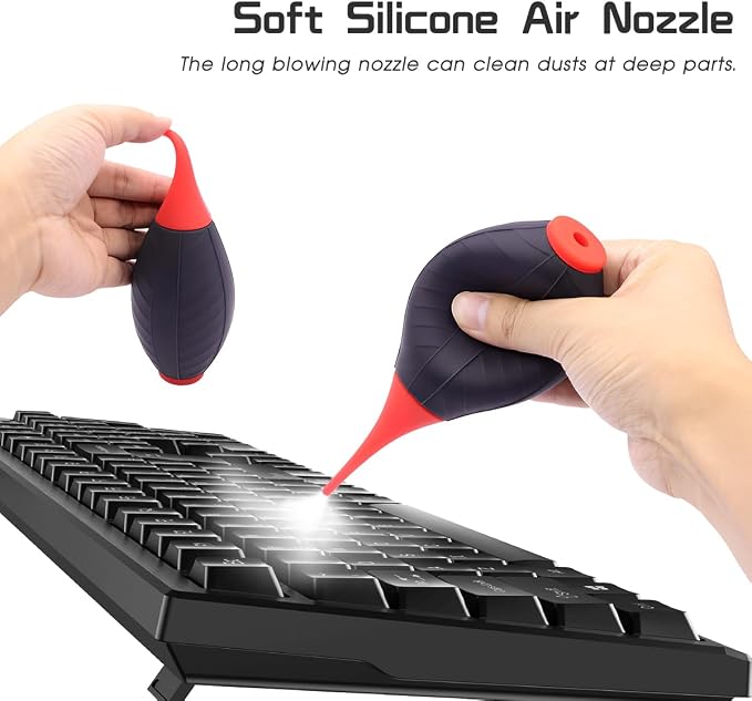 2 Pack Silicone Air Blower Blaster Pump Dust Cleaner with Cleaning Brush Cloth, Camera Cleaning Kit Camera Lens Blower, for Sensor LCD Screen Microscopes Musical Instruments Keyboards Laptop - Image 3