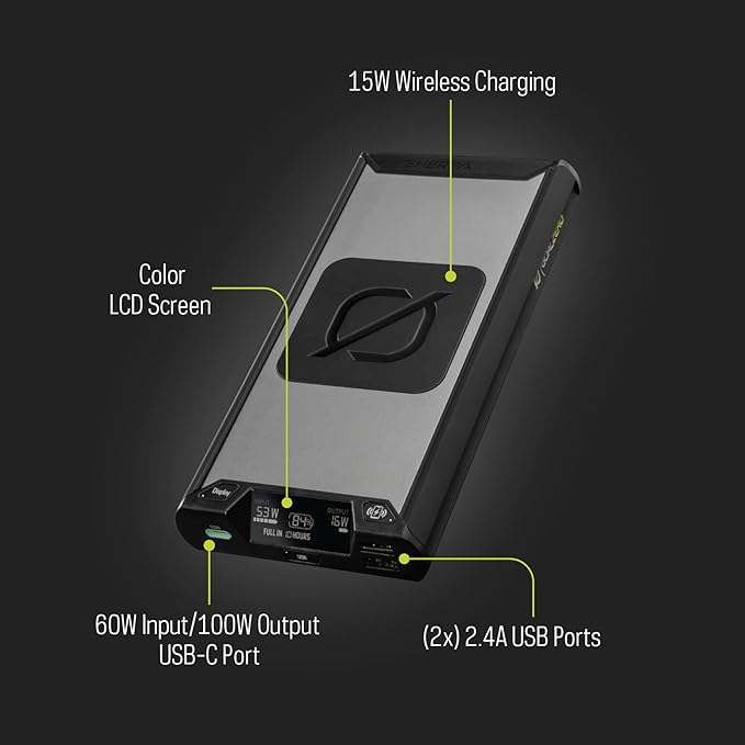 Goal Zero Sherpa 100PD Wireless Portable Power Bank 100W USB-C Power Delivery 25600mAh (4th Generation)