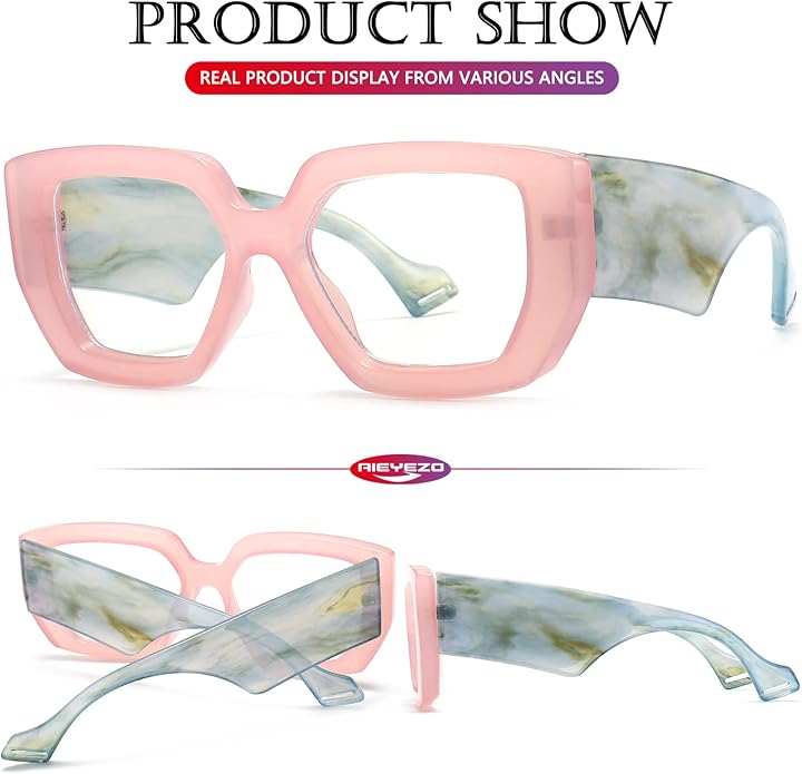 AIEYEZO Thick Frame Blue Light Glasses Men Women, Fashion Square Computer Eyeglass Anti Eyestrain & Prevent Headache