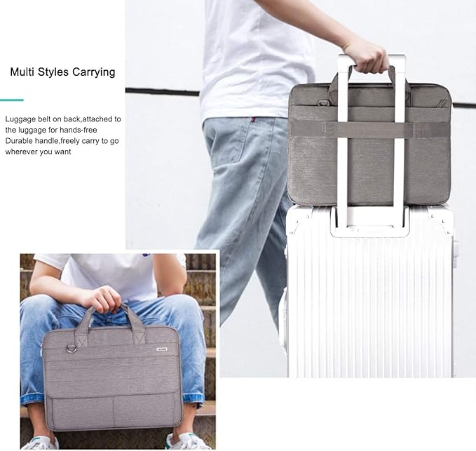 LANDICI Laptop Bag Carrying Case 15.6 Inch with Shoulder Strap, Slim Waterproof Computer Sleeve Cover Compatible with MacBook Pro 15/16, 15-16 Inch HP Acer Dell Lenovo ASUS Laptop, Khaki