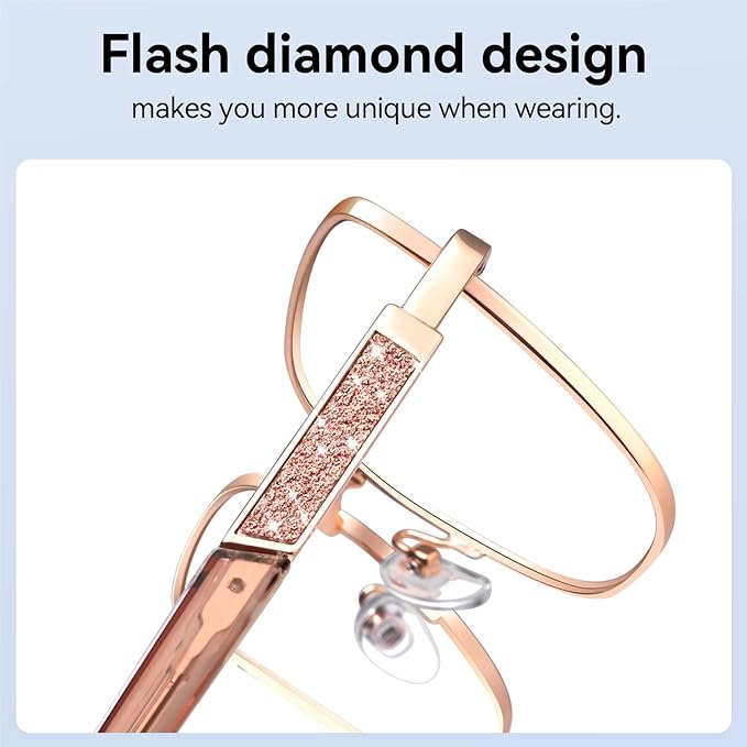Dollger Red Oversized Square Blue Light Blocking Glasses for Women Trendy Oversized Computer Gaming Eyeglasses Cat Eye Metal Frame bluelight glasses Red Gold