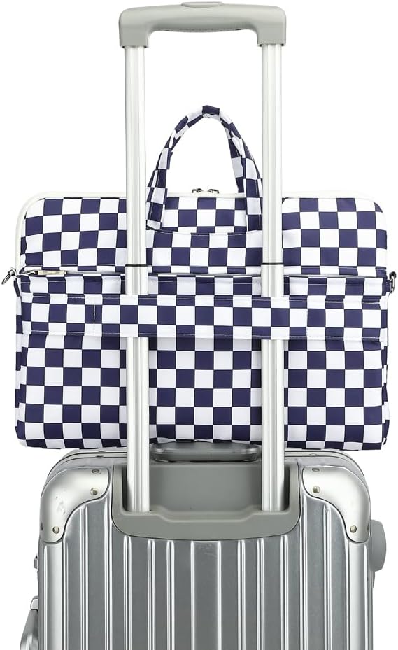 canvaslife Waterproof Pattern Resistant Laptop Shoulder Messenger Bag for Pro 16 inch and 15.6 inch-16 inch Laptop (Deep blue Checker)