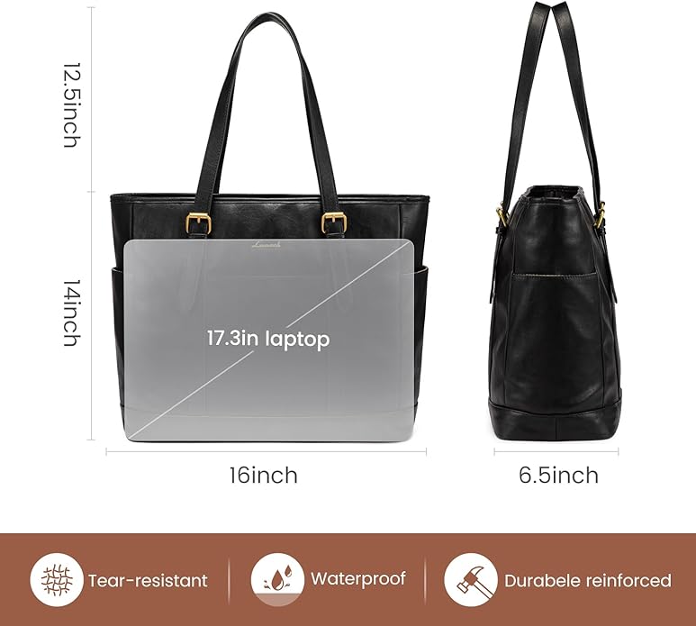 LOVEVOOK Laptop Tote Bag for Women,Vintage Leather Work Tote Bag for Women Computer Briefcase Bag,Waterproof Teacher Business