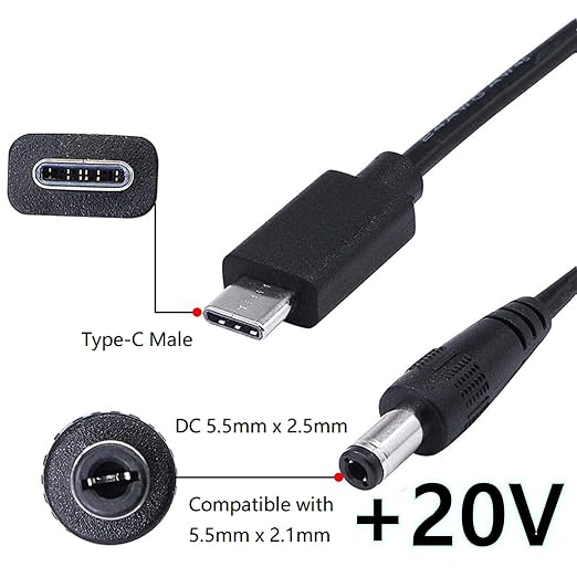 Starlink mini USB C Power Cord, Starlink mini Accessories USB C Input to DC 20V Output Power Cable with 10 Connector Converter Tips, Work with 65W+ PD Power Bank (3.3FT)