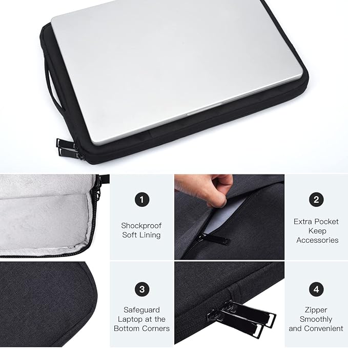 Laptop Sleeve for 14 inch New MacBook Pro M5/M4/ M3/ Pro/Max A3427 A3426 A3434 A3112 A3401 A3185 A2918 2026-2021,Carrying Case Bag with Accessory Pocket, Black
