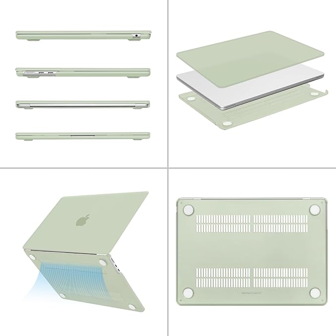 MOSISO Compatible with MacBook Air 13 inch Case M5 2026 M4 2025 M3 M2 2024-2022 A3449 A3240 A3113 A2681,Hard Shell&Keyboard Cover&Screen Film&Pouch for MacBook Air 13.6 inch Case, Sage Green